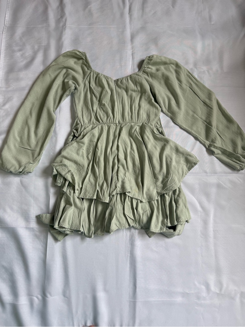 Altar'd State Light Sage Tiered Peplum Long-Sleeve Tunic